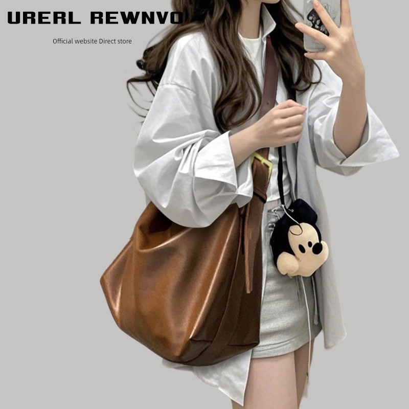 hapas túi xinh Túi đeo to đi làm bằng da mềm URERL REWNVO nữ túi đeo chéo dung tích lớn sành điệu mẫ