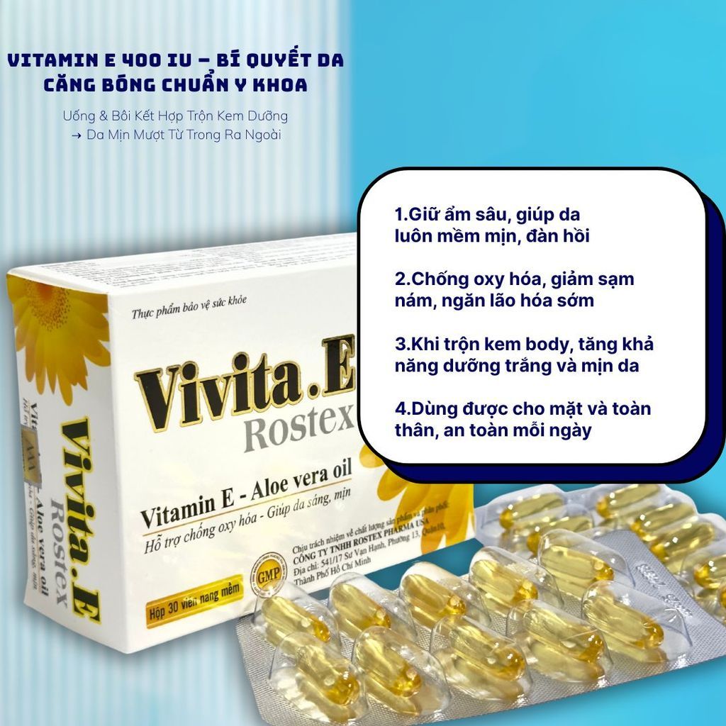 Vivita.E Rostex – Vitamin E thiên nhiên giúp da sáng mịn, căng mướt mỗi ngày