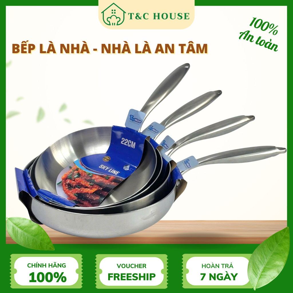 Chảo cạn inox liền khối Topware Sky Line 20cm 22cm 24cm 26cm 28cm