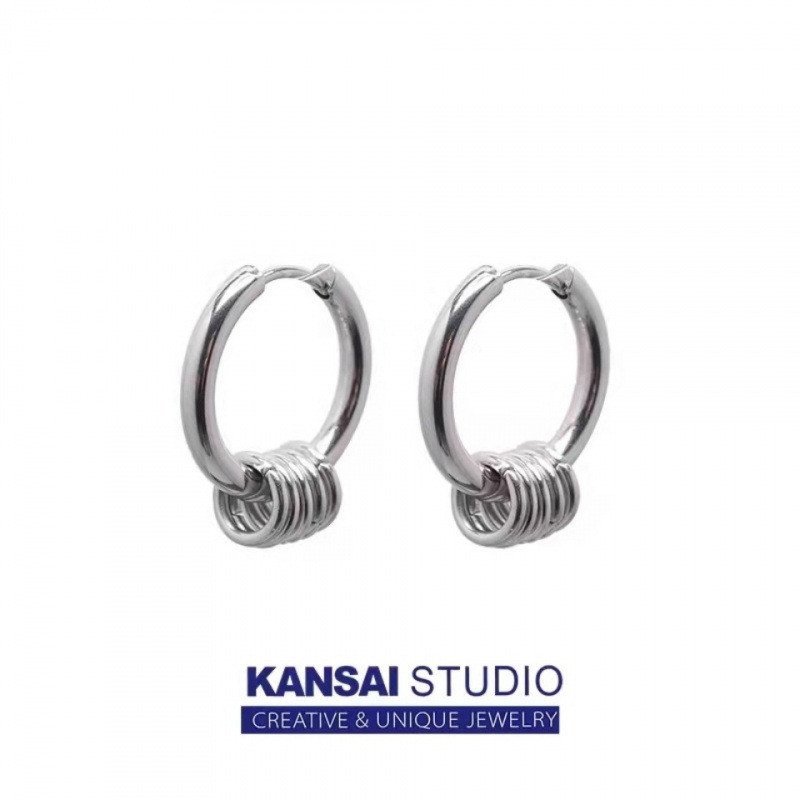 Bông Tai Steal Titan & Inox Phong Cách Punk Hip Hop Thời Trang