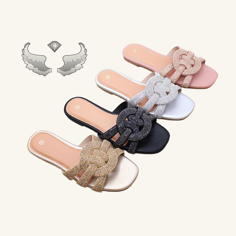 Giày thủ công Guyana cho nữ, thiết kế thời trang mùa hè với kim cương giả bền bỉ.