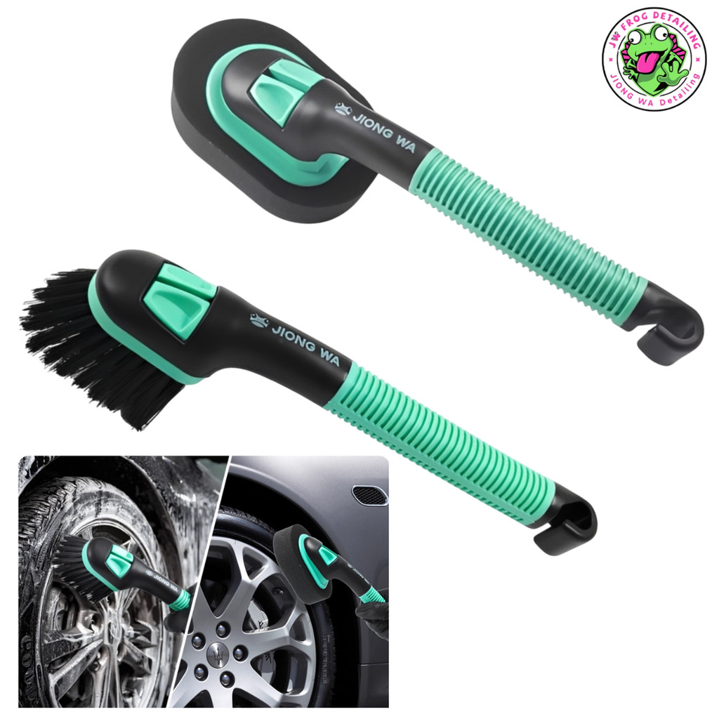 Bàn Chải Chà Lốp + Cọ Mút Dưỡng Lốp / Wax Nhựa Jiong Wa – Thiết Kế Mô-đun Tháo Lắp, Tay Cầm Chống Tr