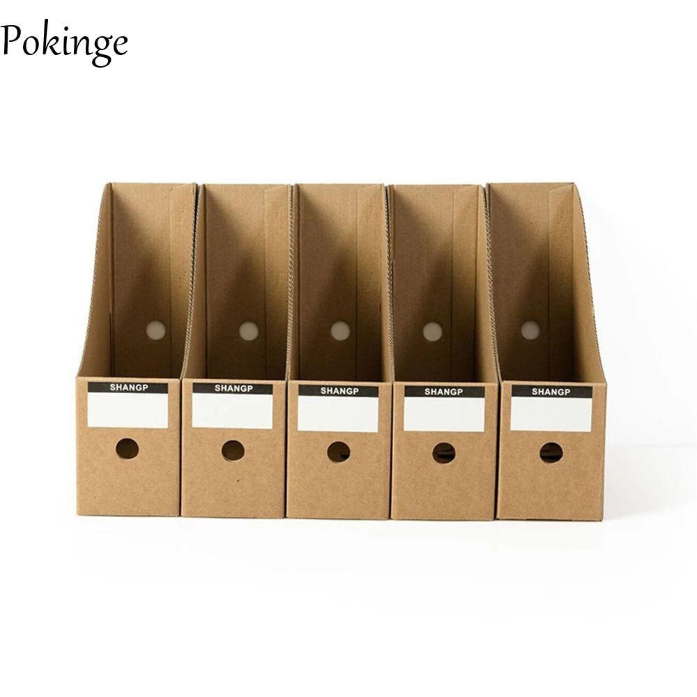 POKINGE File Holder Letter Magazine Văn phòng phẩm Giấy Kraft Sinh viên Gấp Máy tính để bàn Sắp xếp