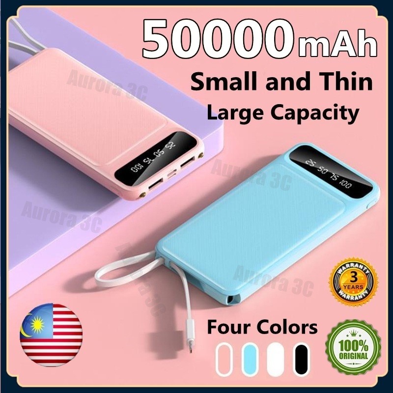 PK1 50000mAh Power Bank Màn hình hiển thị kỹ thuật số Powerbank siêu mỏng có cáp Đèn LED Pin ngoài 2
