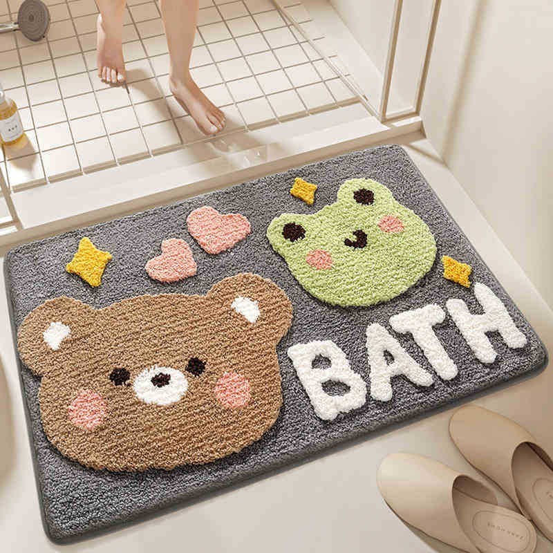Cartoon Cashmere-like Floor Mat Bathroom Door Water-Absorbing Non-Slip Mat Stain-Resistant Wear-Resi