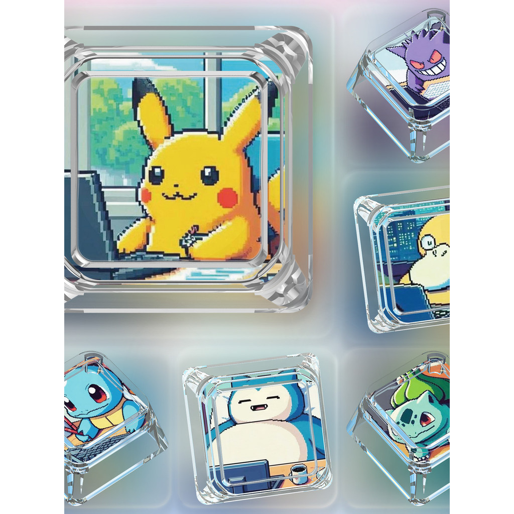 Pixel Pokémon Gengar Keycap Hoạt Hình Đơn Dễ Thương Gengar Jenny Rùa Chữ Thập Trục Bàn Phím Cơ Keyca