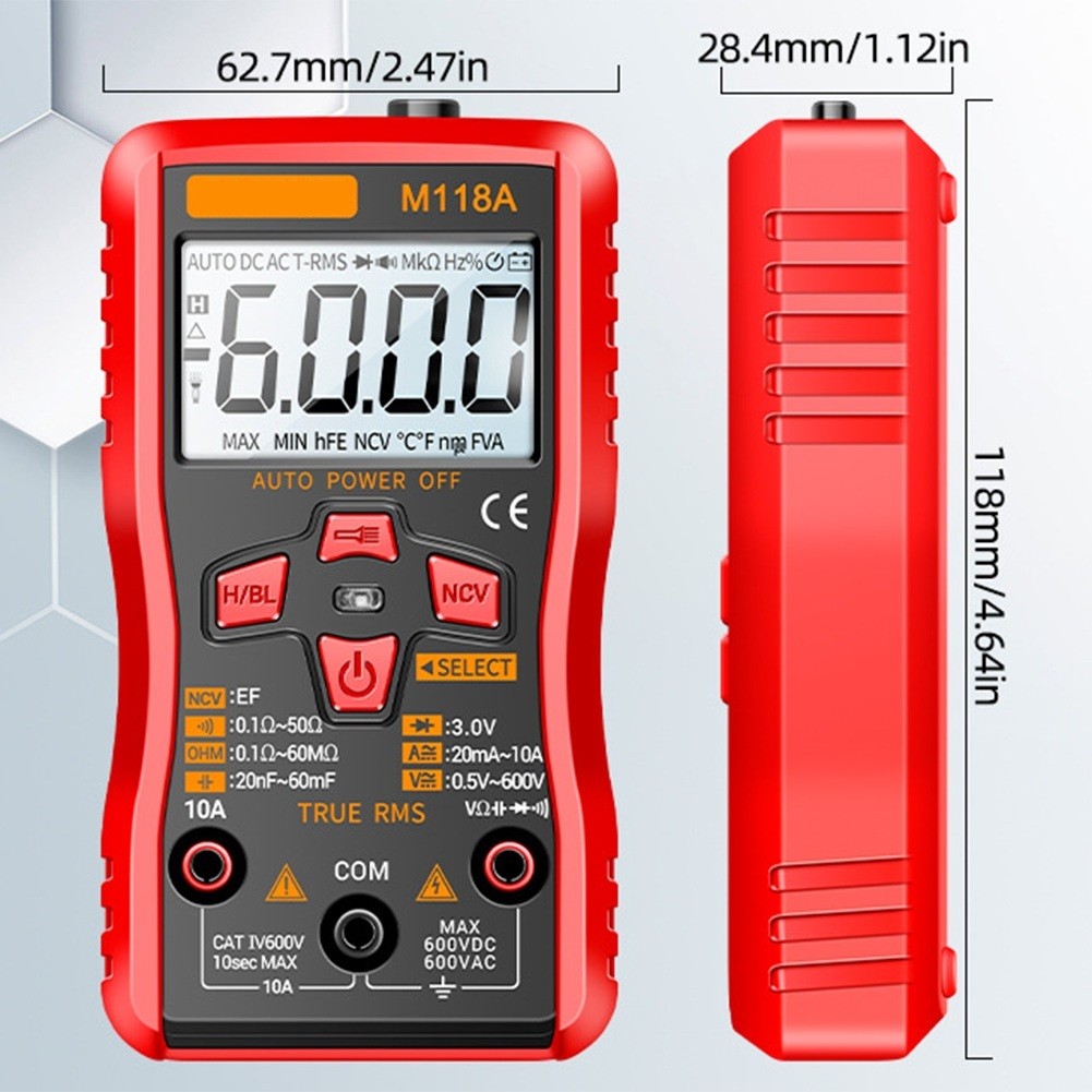 Đồng hồ vạn năng kỹ thuật số M118A 6000 có chức năng màn hình và đèn pin có đèn nền