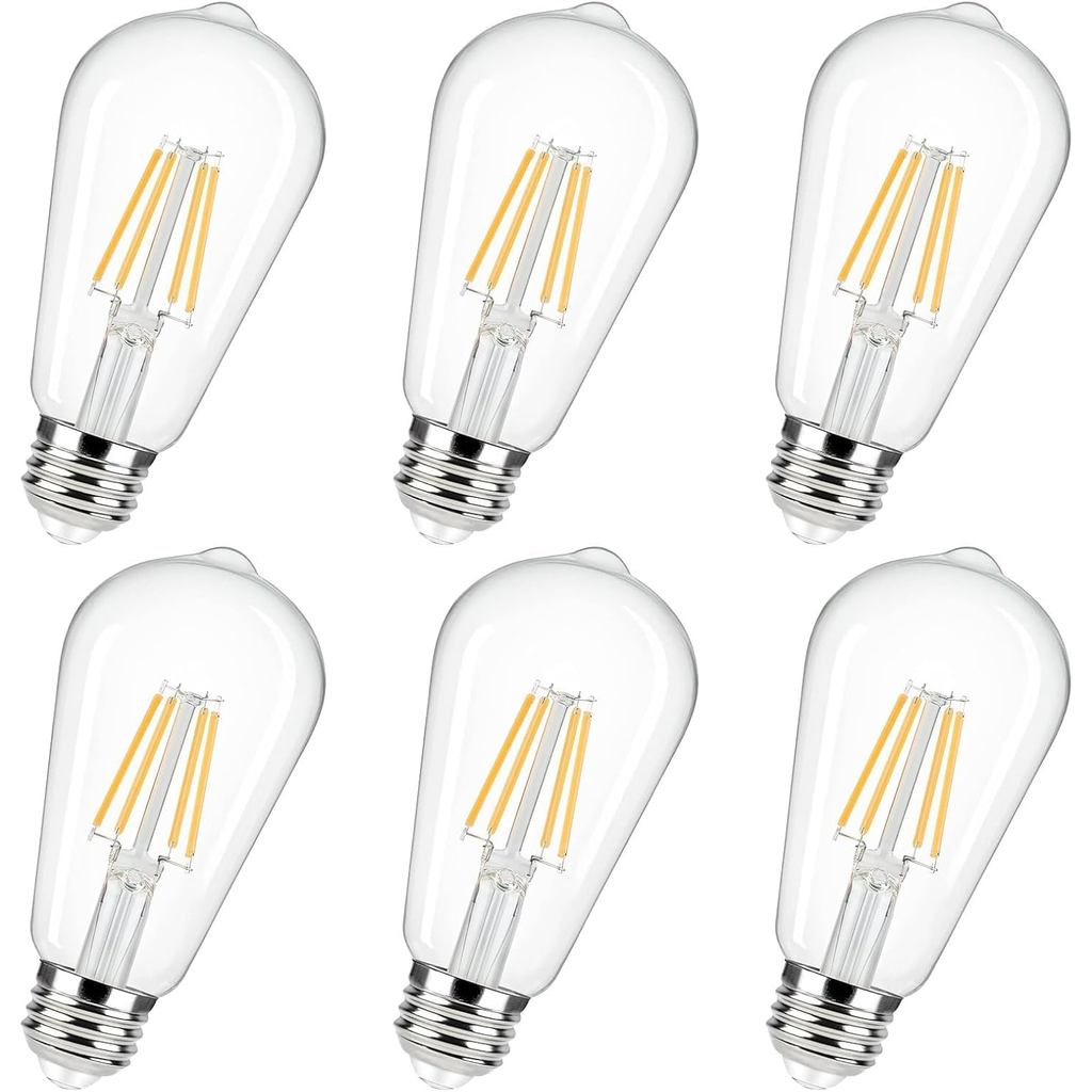 Bóng đèn Edison 60 Watt Led ST19, 6W (Tương đương 60 Watt), 2700K Trắng mềm, Có thể điều chỉnh độ sá
