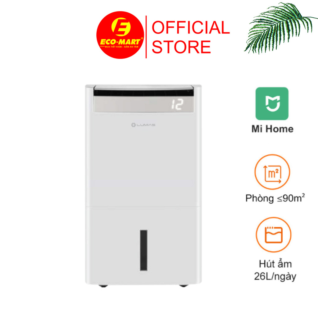 D6S-26L Máy hút ẩm kèm lọc không khí Lumias D6S-26L 310W phòng 60-80m² Hút ẩm 26L/ngày