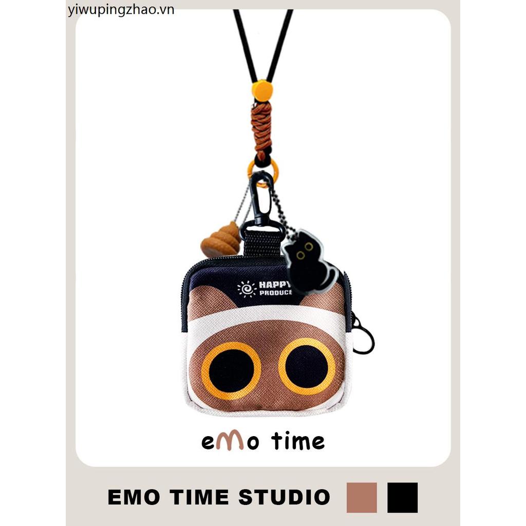 Emo Chính Hãng Mèo Xiêm Túi Di Động Ví Đựng Tiền Xu Di Động Sinh Viên Phù Hợp Với Đường Phố Đeo Tai 