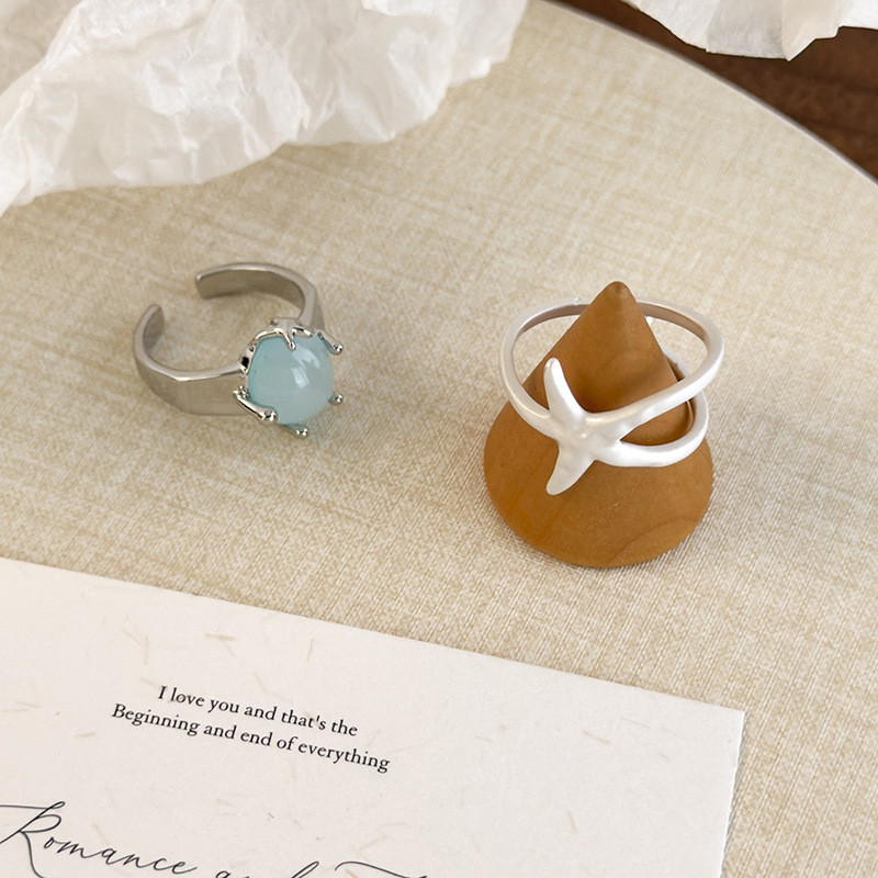 【Ready Stock】 Summer Cool Feeling ~ Starfish Ring Female Niche Opening Adjustable All-Match Index Fi