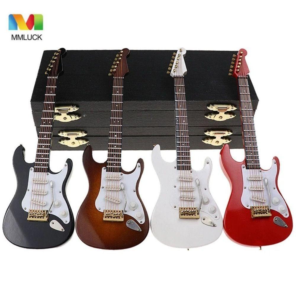 MMLUCK Mini Gỗ Đàn Guitar Điện, Nhạc Cụ Mini Nhà Búp Bê Thu Nhỏ Đàn Guitar, Gỗ Đàn Guitar Điện Vinta