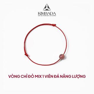  Vòng tay chỉ đỏ 1 viên thạch anh tự nhiên Kimbada handmade phong thuỷ gia tăng may mắn 