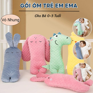 Gối Ôm Ngủ Cho Bé Sơ Sinh Mềm Mại-Cho Bé 0-3 Tuổi, Vỏ Nhung An Toàn Thân Thiện Da, Hình Thú Dễ Thương
