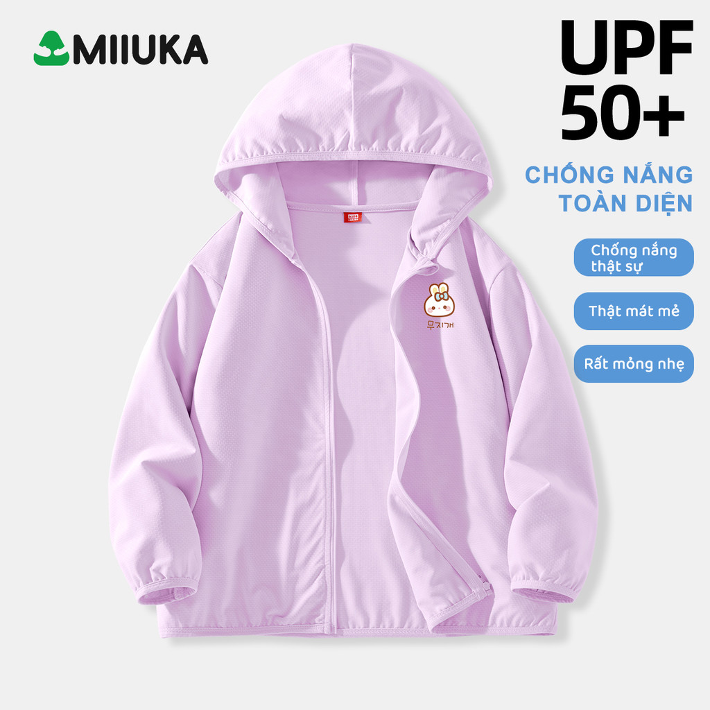 MIIUKA áo chống tia UV bé gái UPF50+ vải lạnh mát thoáng khí mặc đi học đi chơi (50BFSF)