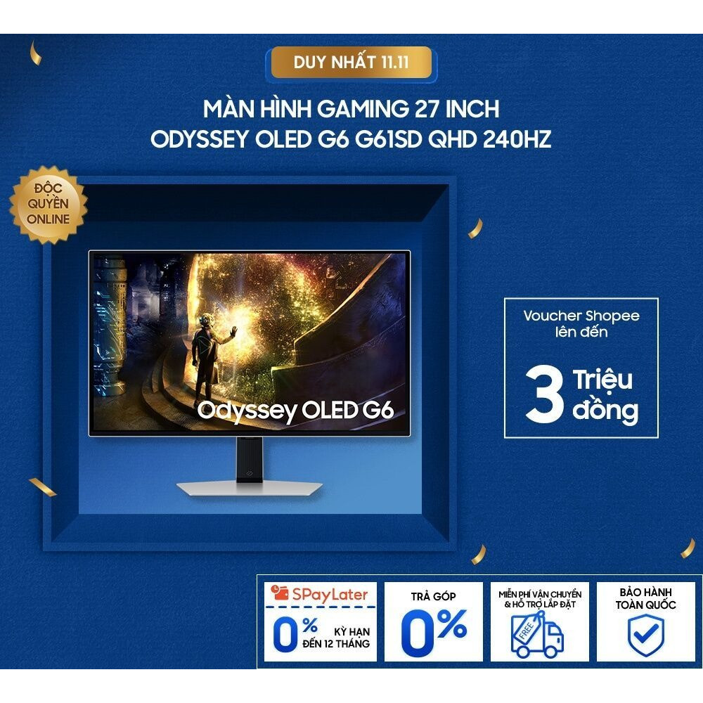 [FREE SHIP] Màn Hình Gaming Samsung 27 Inch Odyssey OLED G6 G61SD QHD 240Hz LS27DG610SEXXV