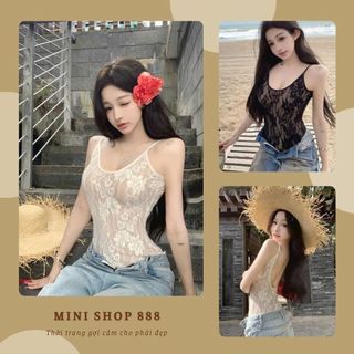 Mini shop 888 Body suit ren thiết kế hở lưng sexy kèm sẵn mút ngực, Phối đồ thời trang FY2256
