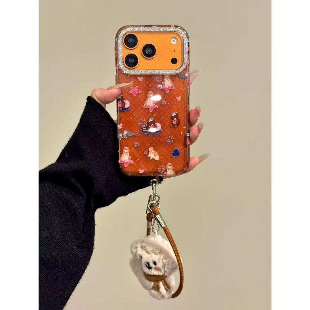 Dễ Thương Trong Suốt Kẻ Sọc Nâu Hoa Gấu Ngủ Chó Con Thích Hợp Cho ihone17promax16p Ốp Điện Thoại 15