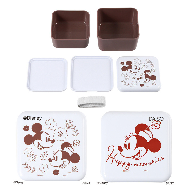 Nhật Bản Nhập Khẩu Daiso Vuông Cách Nhiệt Bento Hộp Hai Lớp Hộp Cơm Trưa Dã Ngoại Bento Hoạt Hình Bữ