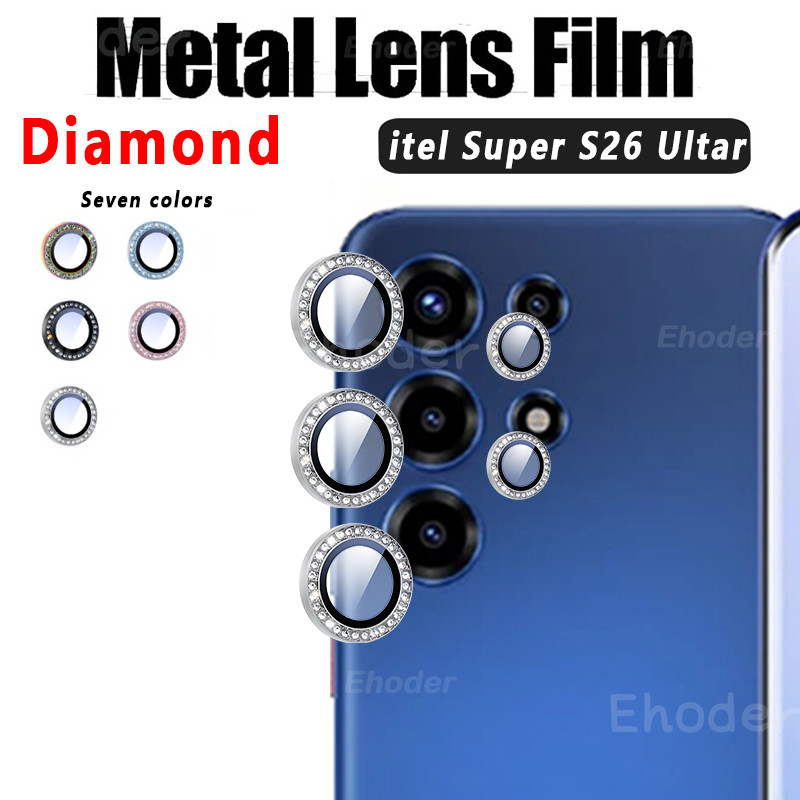 Kim Cương Kim Loại Camera Cho itel Super 26 Ultra S26Ultra 4G 5G 2025 Kính Cường Lực Bảo Vệ Vòng Cho