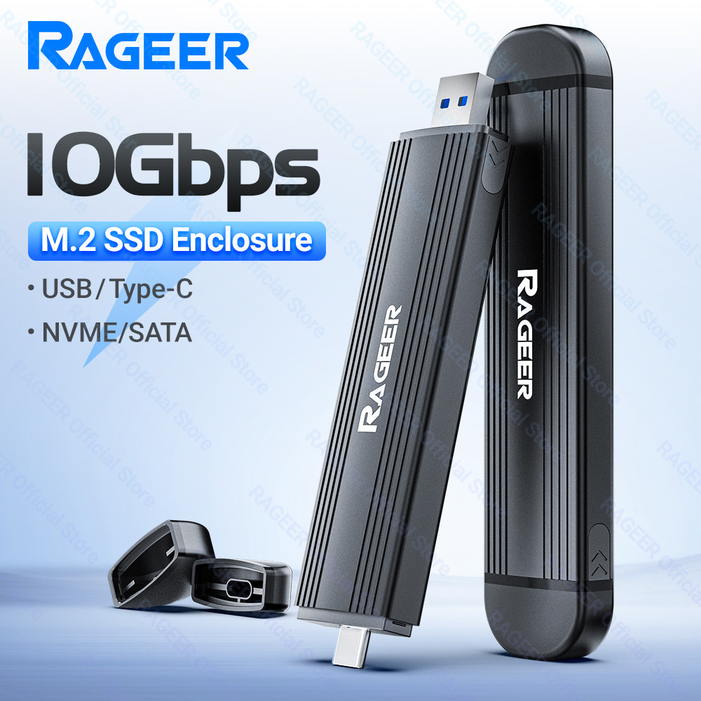 Vỏ SSD RAGEER 10Gbps M.2 - Hỗ trợ chip NVMe / SATA 2230-2280 RTL9210B Hỗ trợ SSD 2TB Hỗ trợ tối đa U
