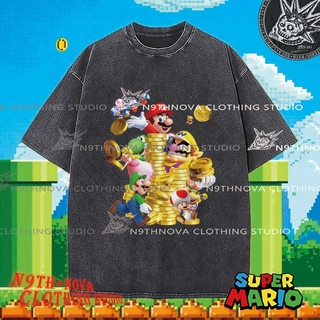 Giao hàng trong 24h⚡Áo thun cotton tinh khiết giặt sạch Super Mario cổ điển game video, Unisex