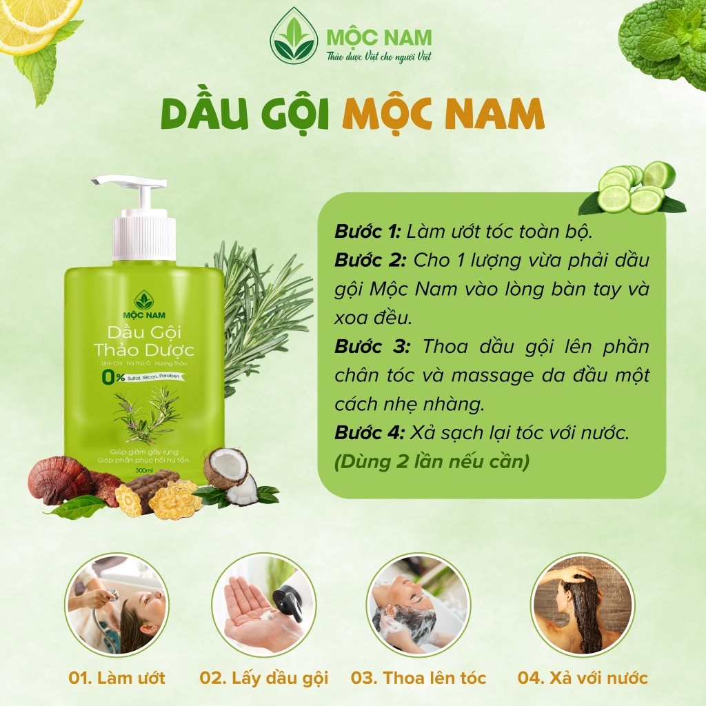 Kem xả thảo dược Mộc Nam - Dưỡng tóc chắc khỏe mềm mượt, không silicone