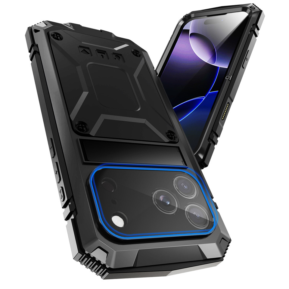 [JLK] Vỏ nhôm kim loại giáp chống sốc cho iPhone 17 Pro Max Air 17Pro i17 Vỏ chân đế bảo vệ toàn diệ