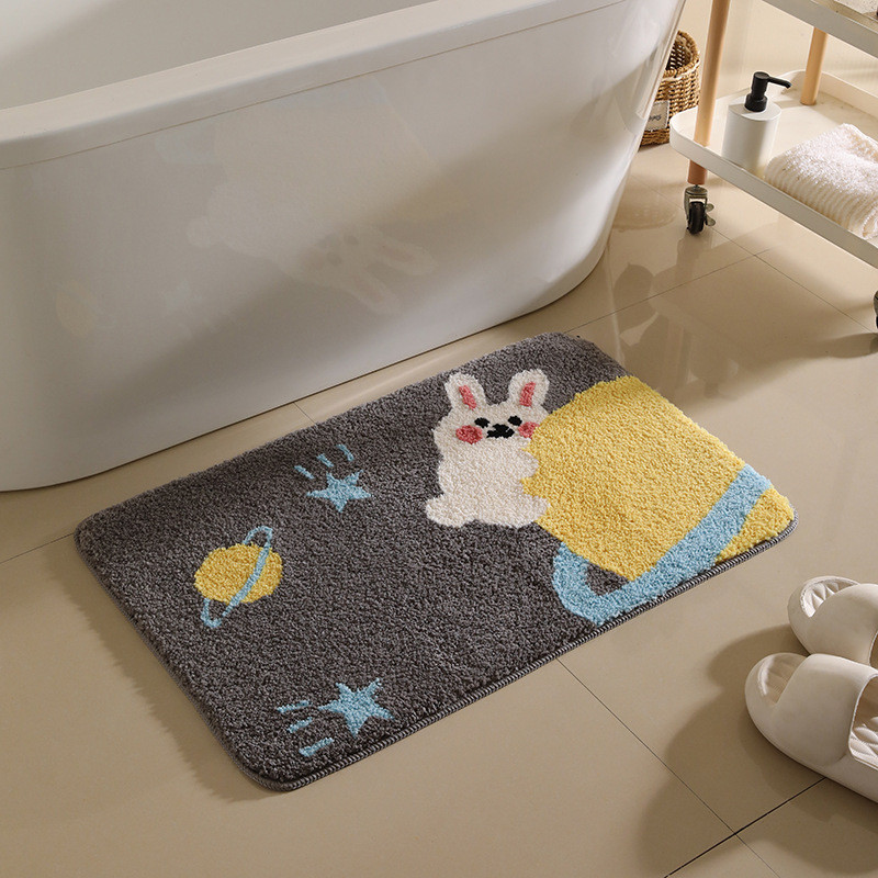 Flocking Bathroom Absorbent Floor Mat Bathroom Non-Slip Mat Bedroom Door Mat Toilet Entrance Mats En