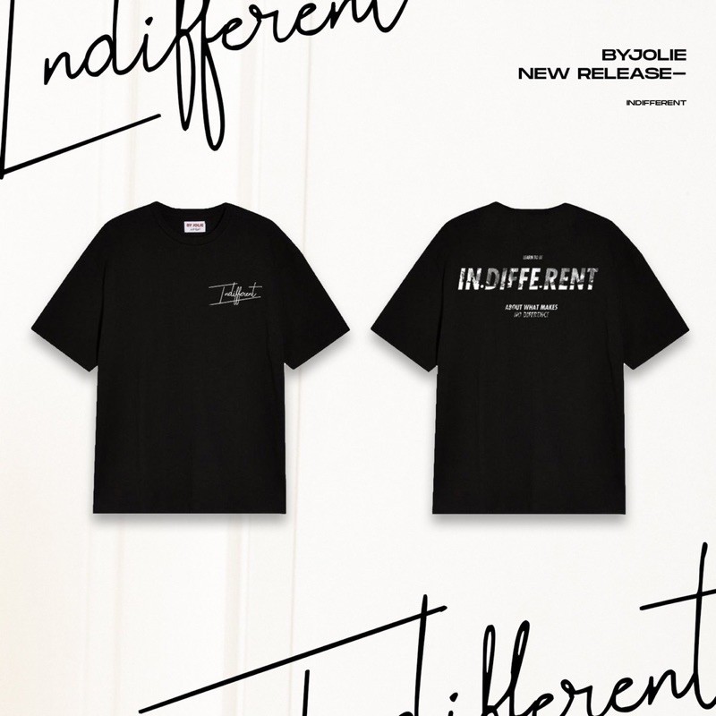 Áo phông ""INDIFFERENT"" unisex byjolie chất cotton thoáng mát