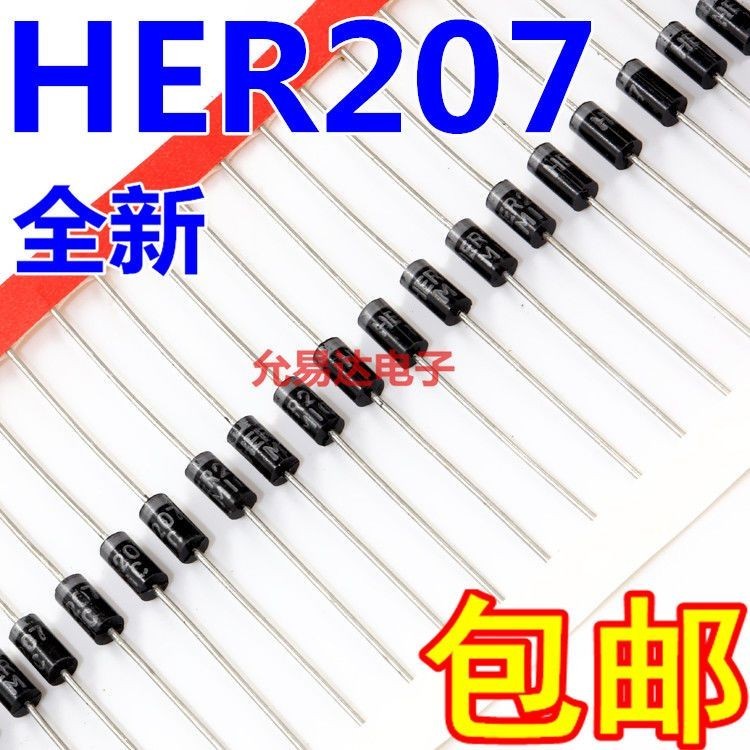 Diode hoàn toàn mới RL207 FR207 HER207 Cắm thẳng Diode thường được sử dụng