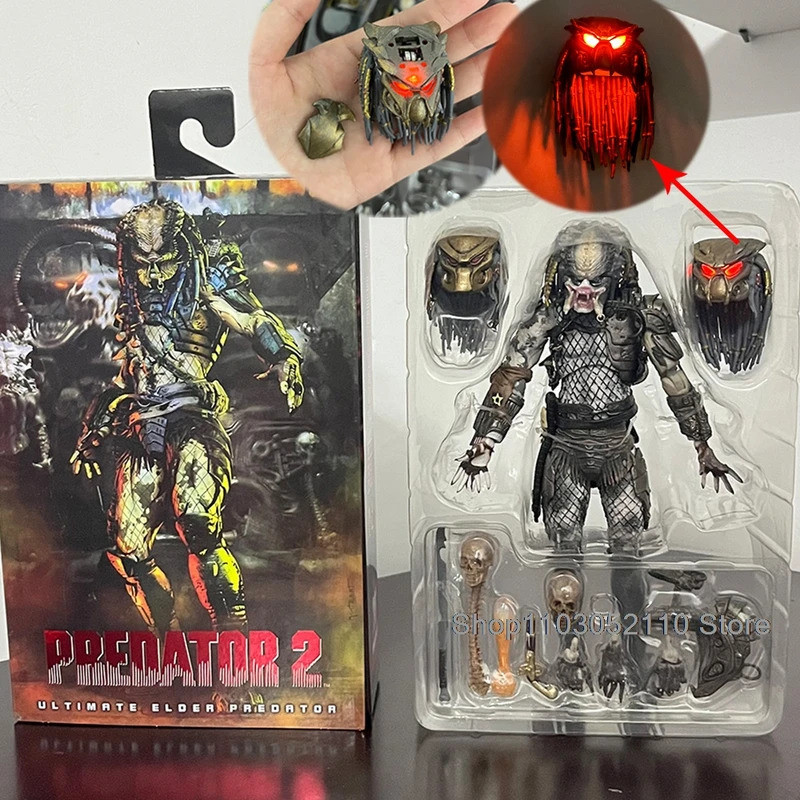 NECA Elder Predator vs Alien LED Nhân vật hành động, Alien Hunter Model Phiên bản quà tặng sưu tập