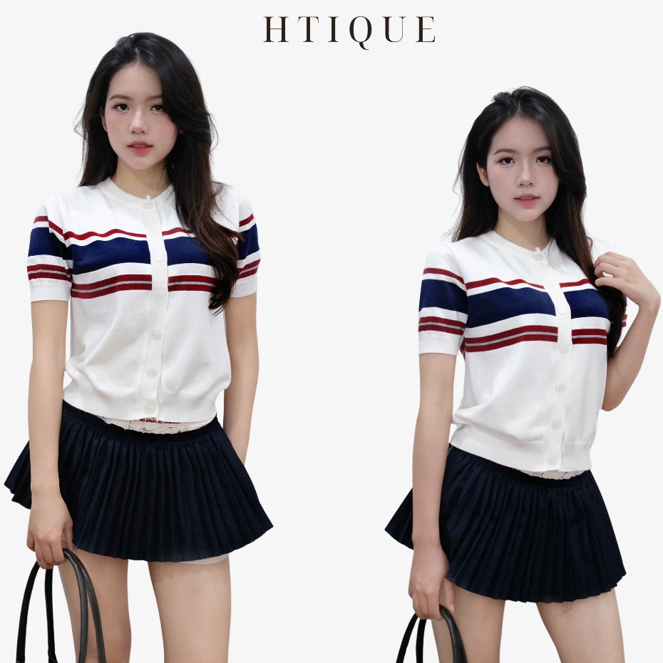 (BST HÈ HTIQUE) DEAL mở bán Áo len dệt kim cao cấp, Áo len kẻ xanh - đỏ mang lại sự sang chảnh nhẹ n