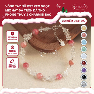  Vòng tay nữ JEWELRYOU KẸO NGỌT mix đá tự nhiên thu hút năng lượng tích cực - Jew114 