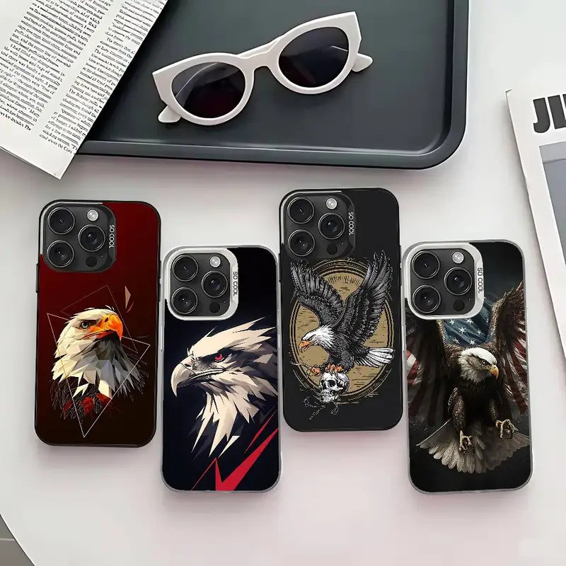 Ốp Điện Thoại Cool Eagle Sleek Bạc Chống Sốc Ốp Lưng Điện Thoại IPhone 17,16,15,14,13,12,11 Pro Max,