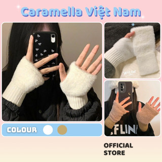  Găng Tay Lót Lông Hở Ngón Caramella Bao Tay Găng Tay Len Unisex Mềm Mịn Giữ Ấm Mùa Đông H201 