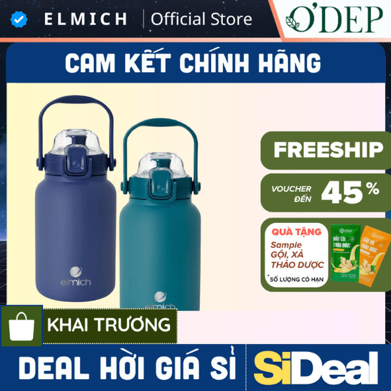 Bình giữ nhiệt inox 304 Elmich EL8373 dung tích 1.2L , Hàng chính hãng - SIDEAL SIO