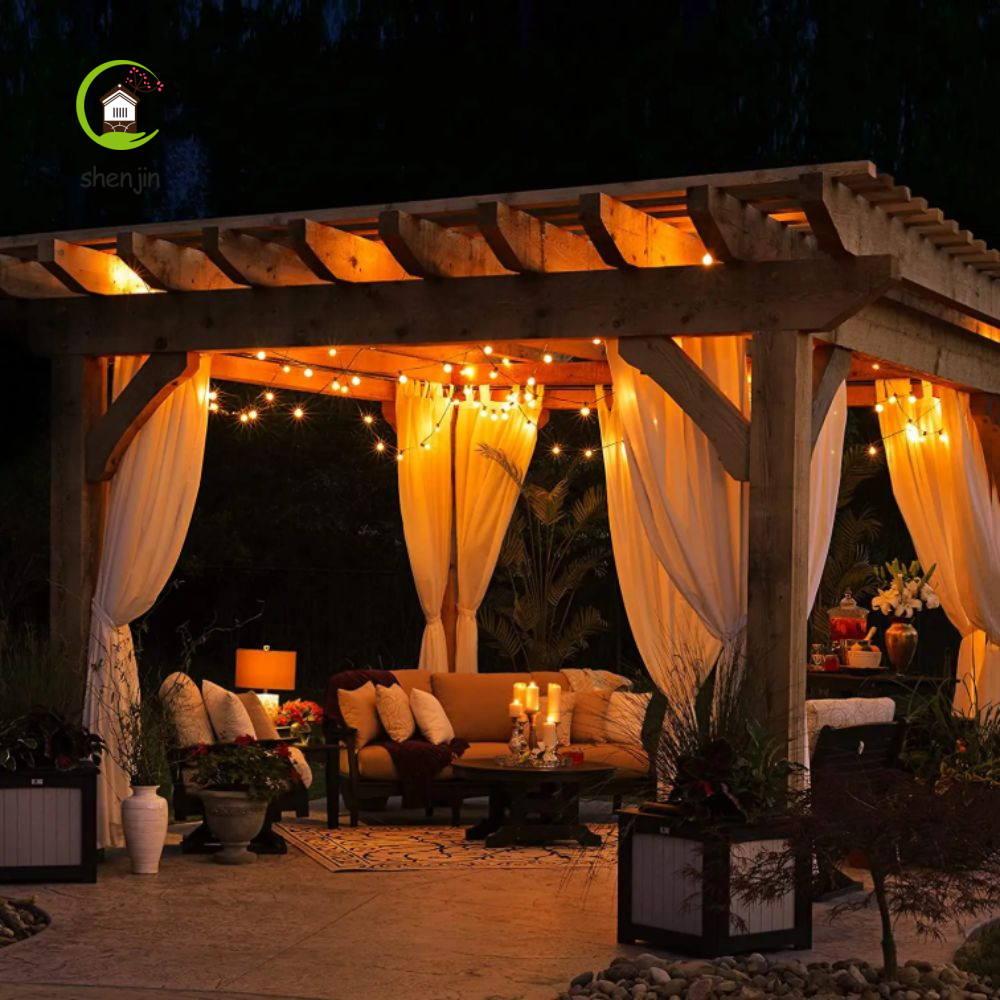 Đèn dây ngoài trời SHENJIN, Thiết kế chống vỡ đầu ra điện áp rộng G40 Đèn dây quả cầu LED, phích cắm