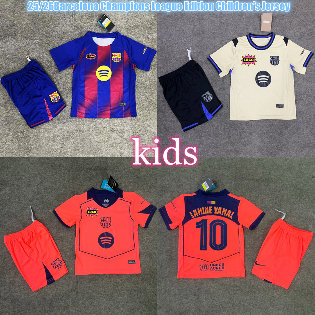 Bộ đồ trẻ em 2025 / 26 Game Season Barcelona Championship Trẻ em LAMINE YAMAL 10 Jersey Set 16-28