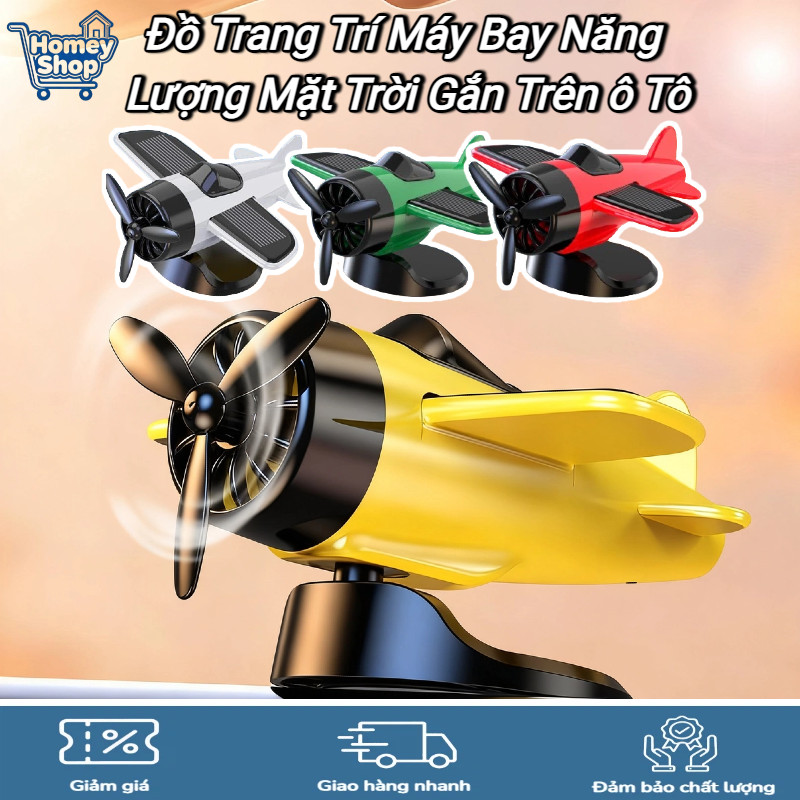 Đồ Trang Trí Máy Bay Năng Lượng Mặt Trời Gắn Trên ô Tô, Quay 360° Không, Chất Liệu ABS Bền & Keo Dán