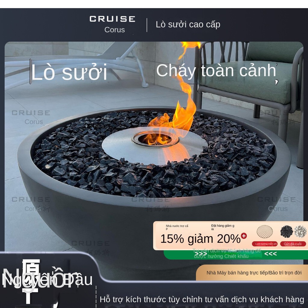 Lò sưởi ngoài trời Collus hình tròn sân ngoài trời chống thấm nước cồn củi thật 3D nguyên
