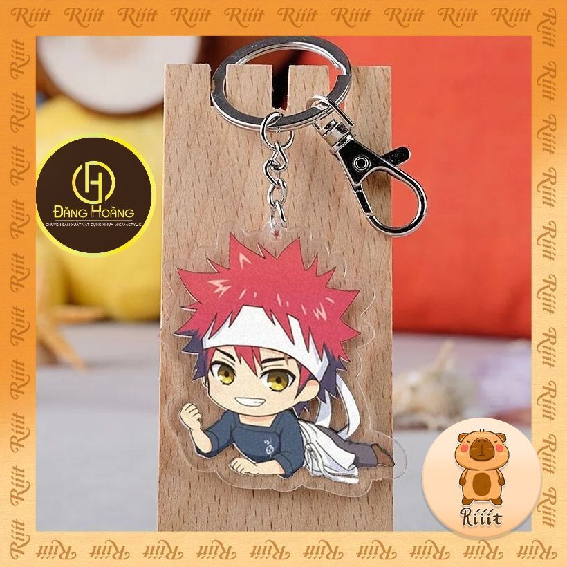 Móc khóa Anime Shokugeki No Soma Cartoon Figure Nakiri Erina Yukihira Phụ kiện trang trí túi xách Ba