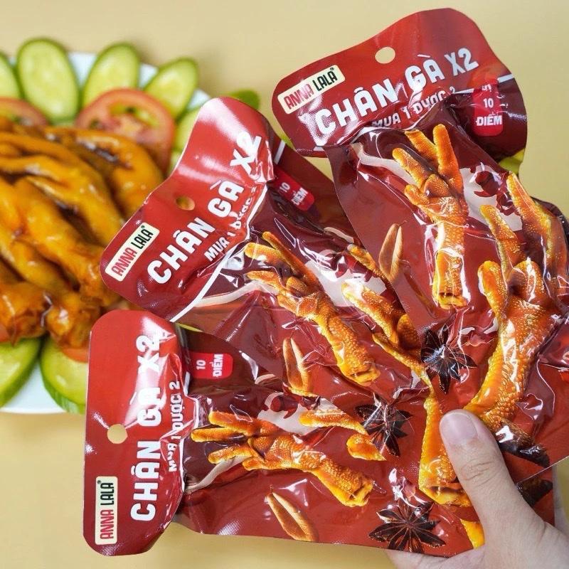 ￼combo 10 gói chân gà đôi, chân gà nguyên xương Anna Lala 60g loại 2 chân 1 gói