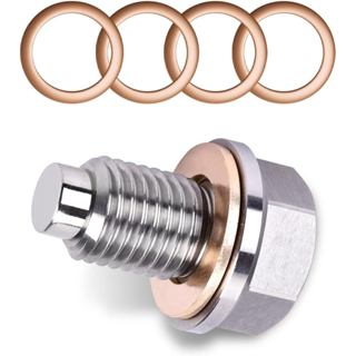 Phích cắm thoát dầu M12 x 1.25, Bu lông đai ốc thoát nước có đệm đồng, Thay thế phích cắm dầu chống rò rỉ, phổ biến cho hầu hết các loại xe máy (Bạc)