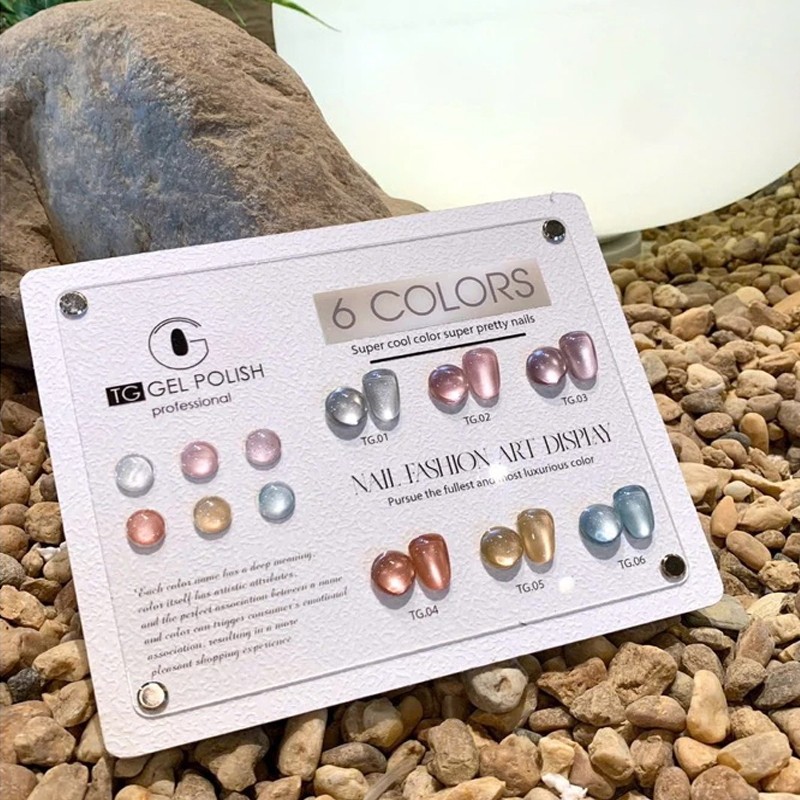 Set sơn mắt mèo ánh trăng cực quang TG 6 Màu siêu sáng tặng kèm bảng màu (Hàng Chính Hãng)// Hiền An