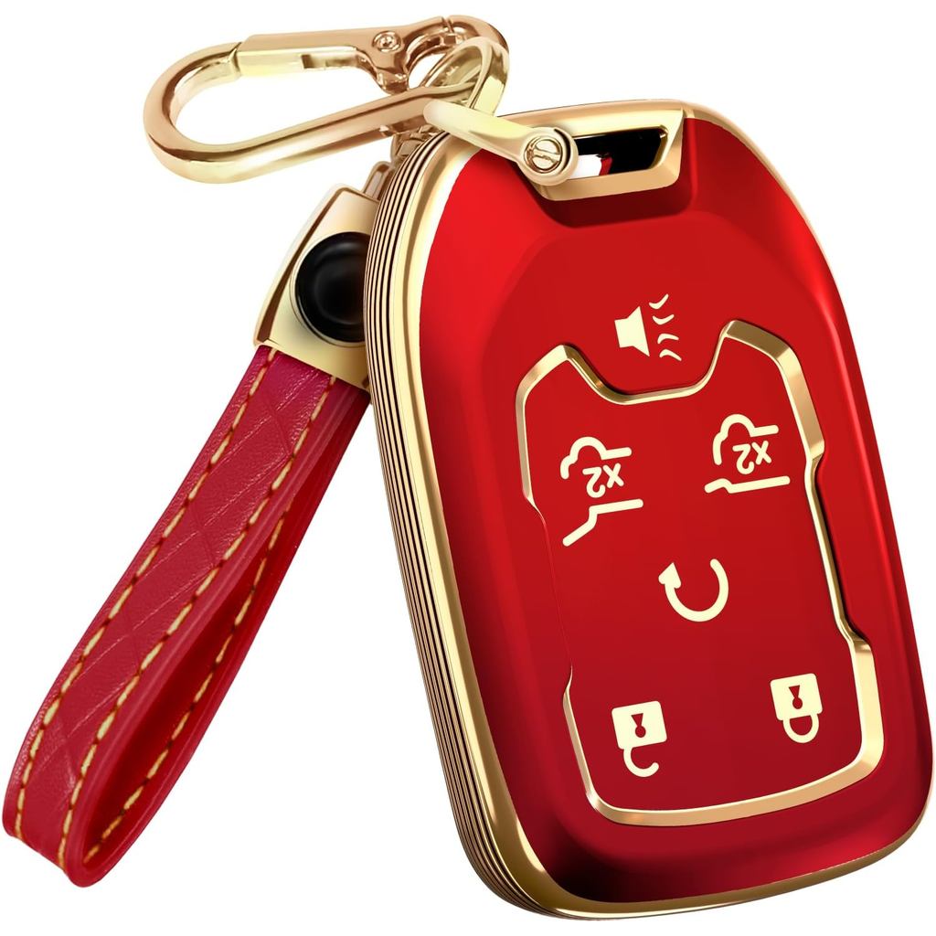 Lucrum cho GMC & Chevy Key Fob Cover & Leather Móc khóa - TPU Keyfob Case cho Suburban Acadia Sierra