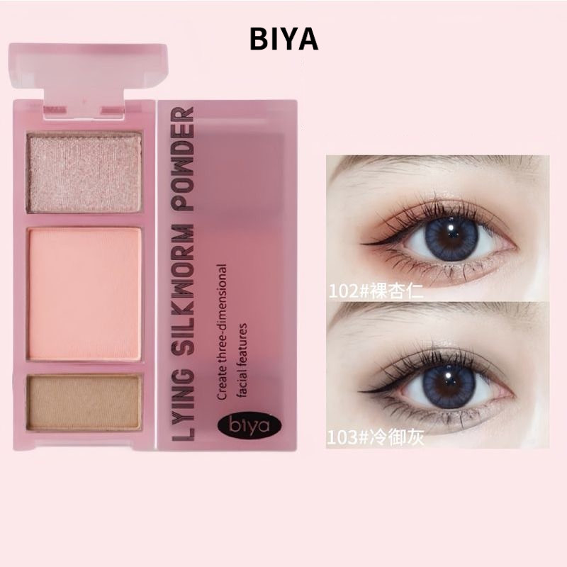BIYA Phấn Mắt Ngọc Trai Lì Tự Nhiên Phấn bắt sáng Phấn tạo khối Phấn má hồng Bảng Phấn Mắt
