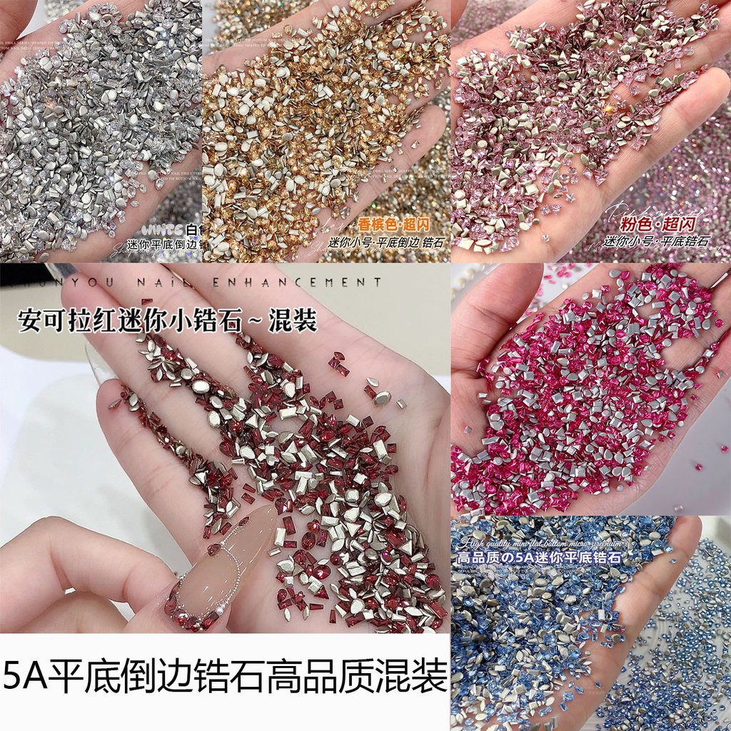 Phụ kiện làm móng tay Influencer Diamond Lake Blue 5A Mini Flat Bottom Chamfered Zircon Diamond Whit