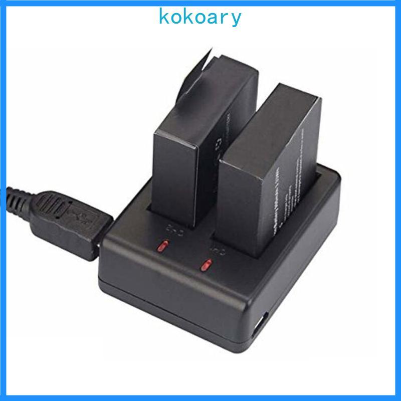 Bộ sạc KOK cho EKEN SJ4000 H9R Sạc hai pin Bộ sạc ABS chất lượng đồng thời cho máy ảnh chống nước EK