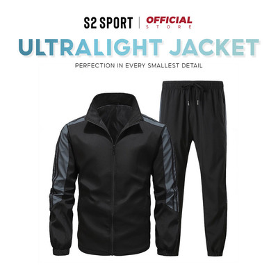 Bộ gió thể thao nam S2 SPORT áo khoác kéo khoá quần jogger 2 lớp cản gió chống nước nhẹ - BG01